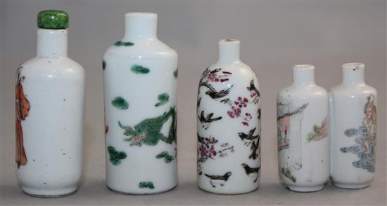Four Chinese enamelled porcelain snuff bottles, 1830-1908, Richards no.s 131, 378,192 and 424